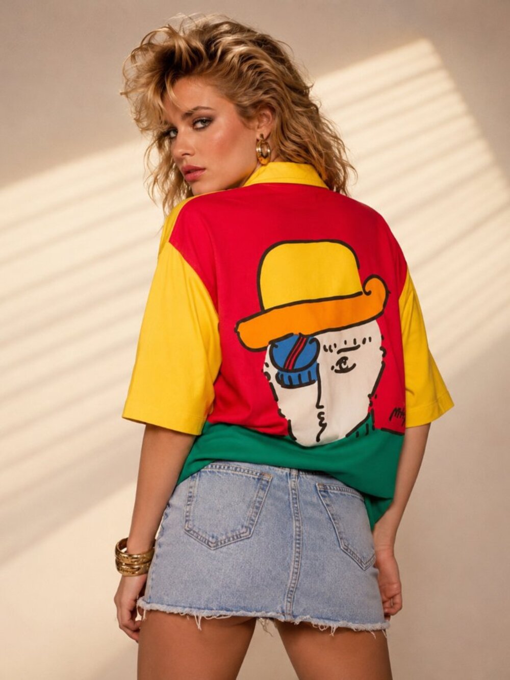 Vintage‎ 1987 PETER MAX Neomax Colorblock Art Polo Shirt